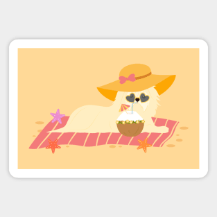 Maltese Dog on a Beach Magnet